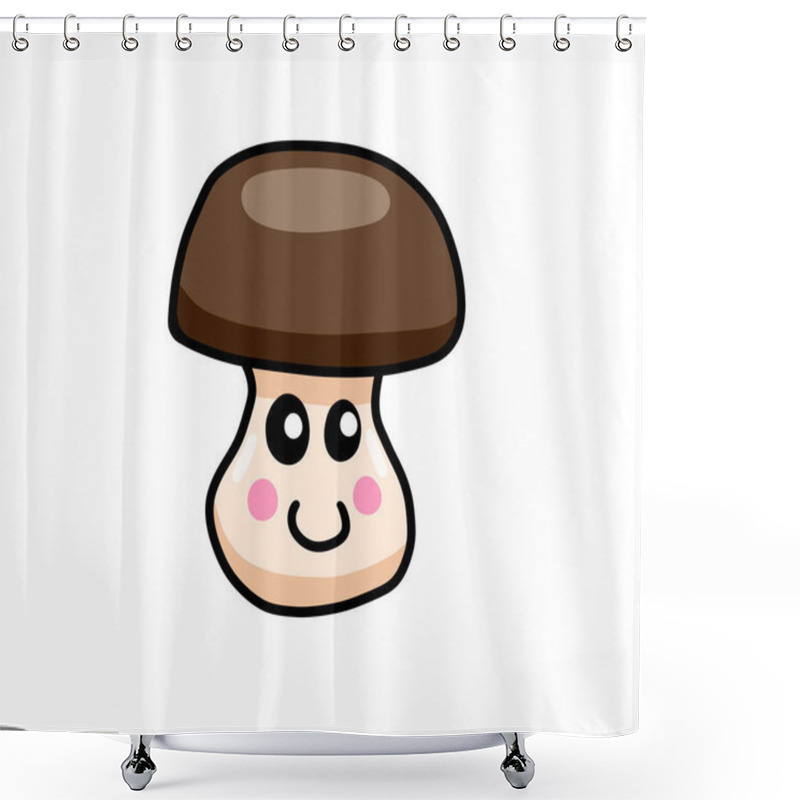 Personality  Digital Illustration Of A Cartoon Adorable Mushroom Shower Curtains