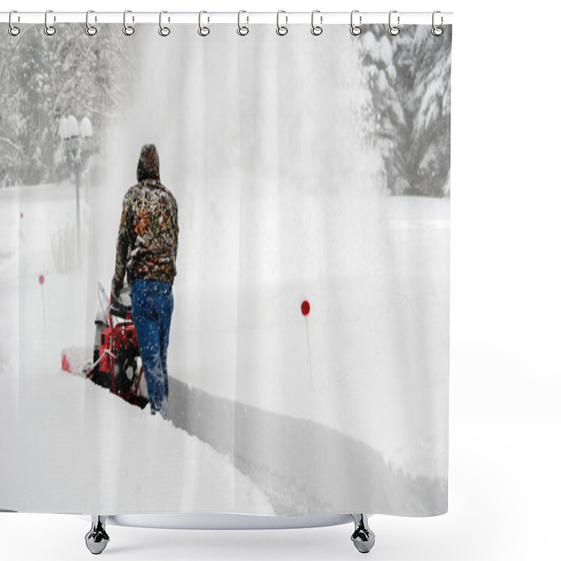 Personality  Snow Blowing Deep Snow Shower Curtains