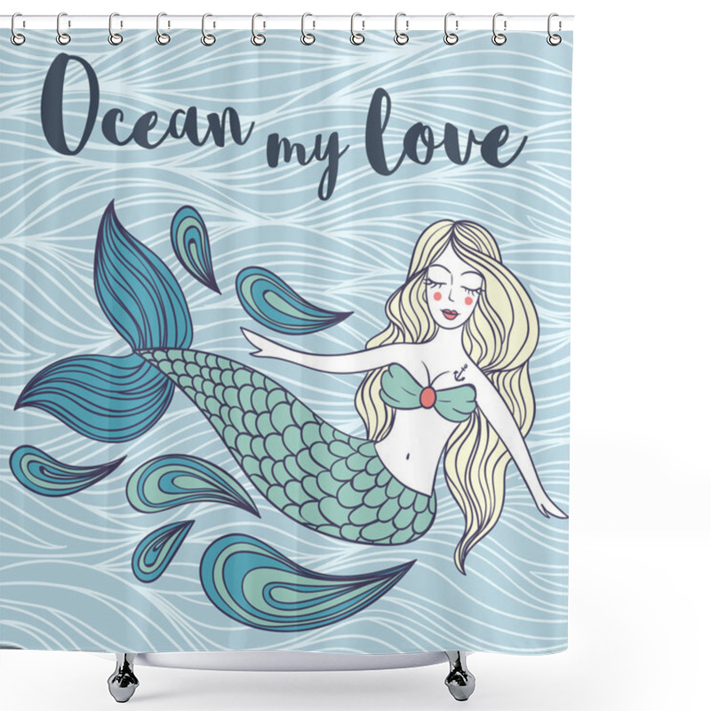 Personality  Mermaid In Ocean Shower Curtains