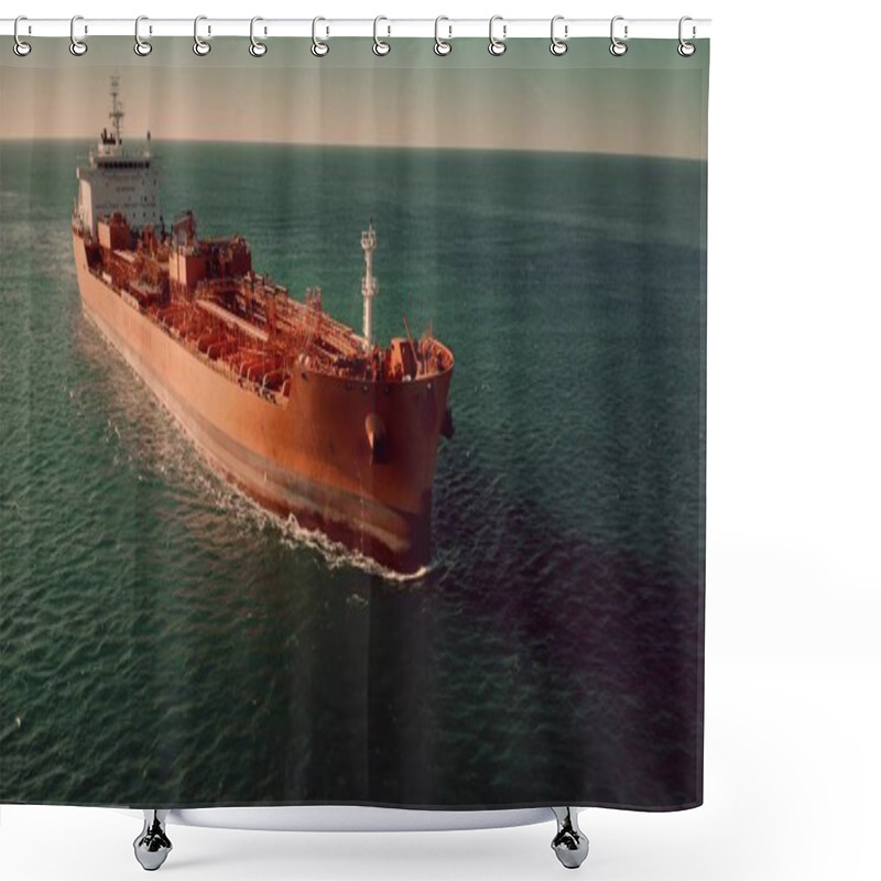 Personality  Aerial View Of Unknown Oil Tanker At Sea Shower Curtains