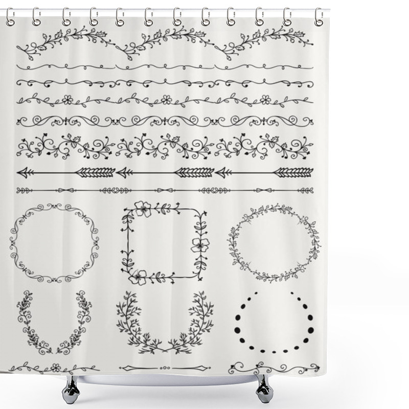 Personality  Hand Sketched Seamless Borders, Frames, Dividers, Branches Shower Curtains