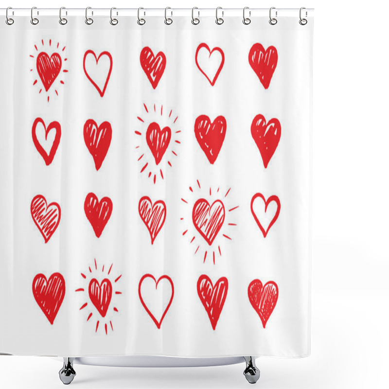 Personality  Heart Shapes Set Hand-drawn Vector. Shower Curtains