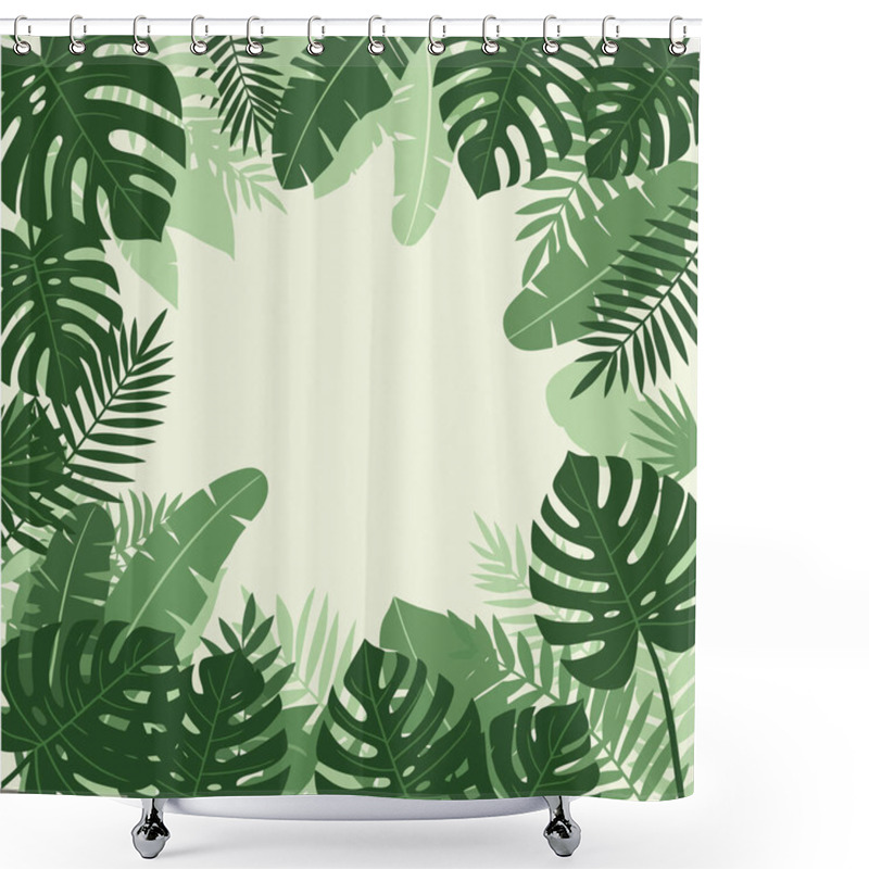 Personality  Fresh Green Tropical Leaves Form A Frame Around Empty Space Ready For Text Or Graphics Perfect For A Nature-themed Design Or Summer Promotion. Shower Curtains