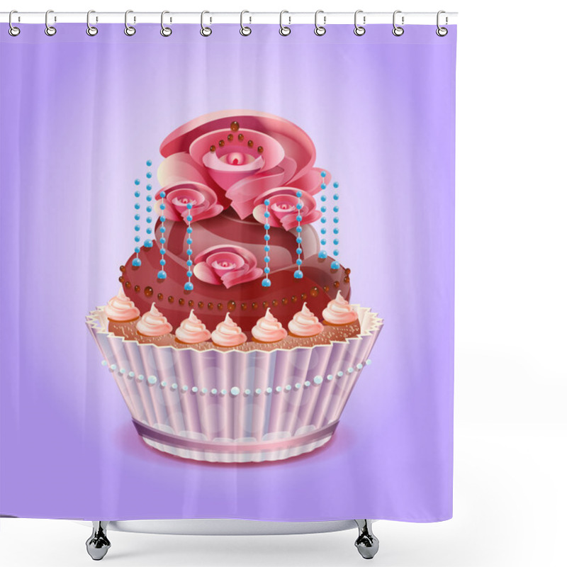 Personality  Birthday Cake, Vector Design Shower Curtains