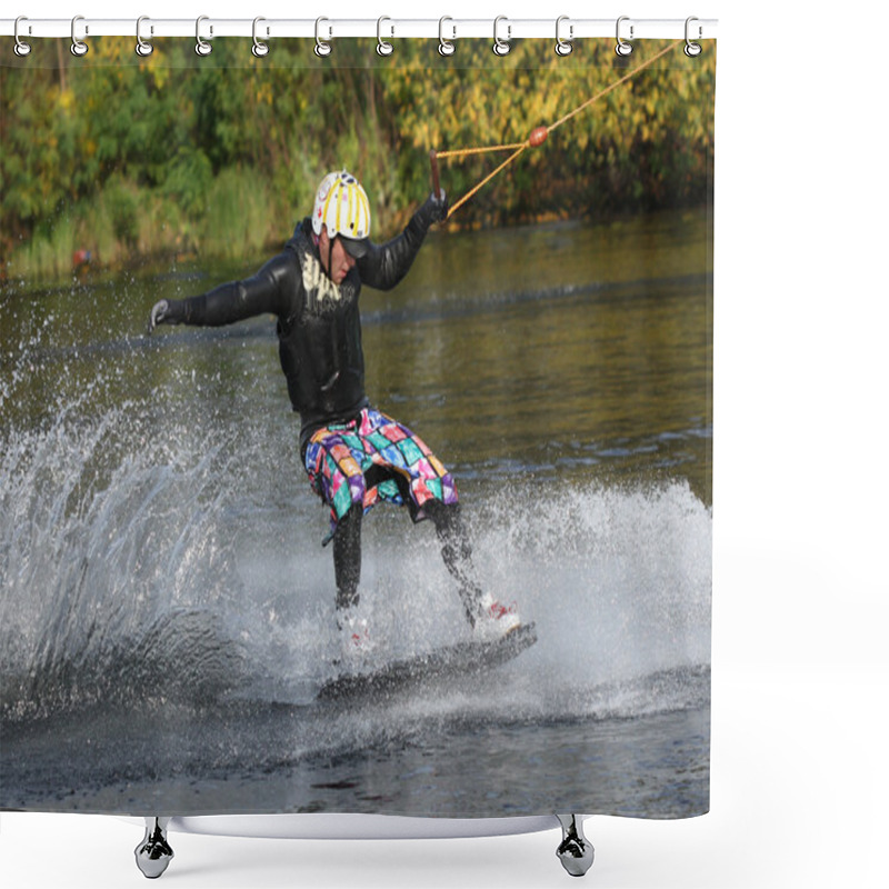 Personality  Jumping Kiteboarder Shower Curtains