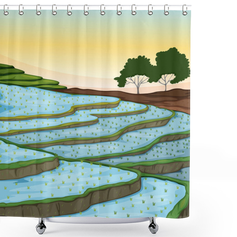 Personality  Layered Farm On Hill Shower Curtains