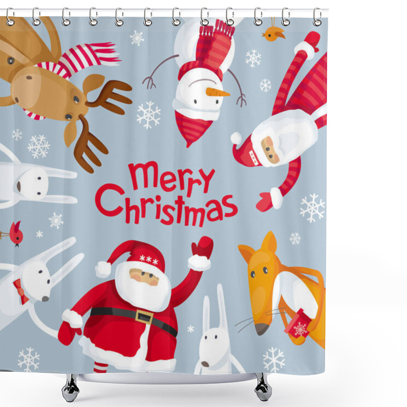 Personality  Merry Christmas Square Composition Shower Curtains