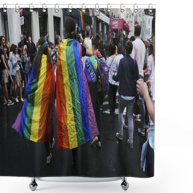 Personality  Brussels, Belgium. 18th May, 2019. People Take Part In The Annual Belgian LGBT Pride Parade.  Shower Curtains