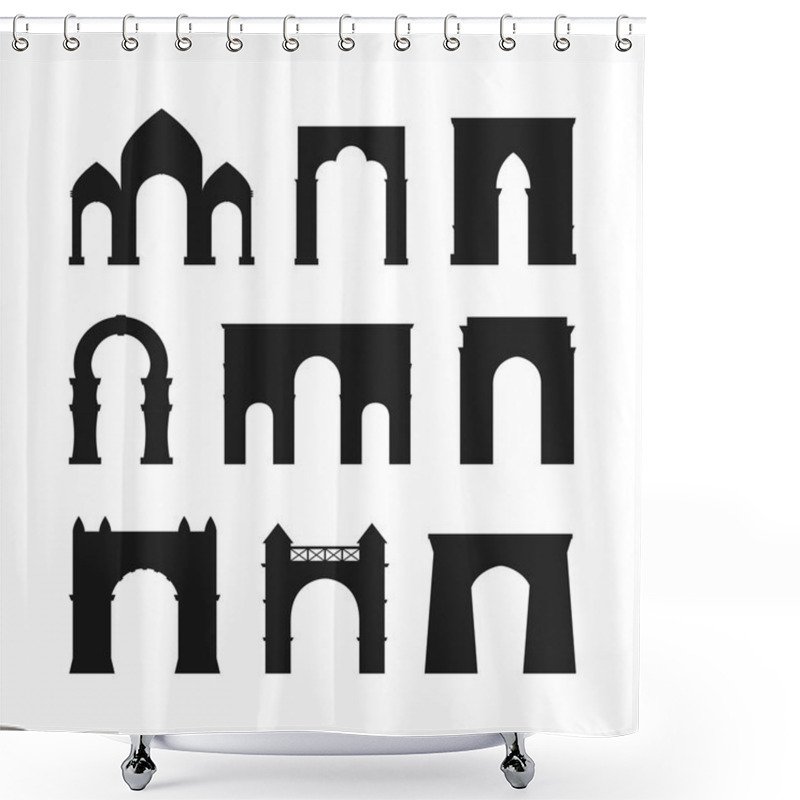 Personality  Arch Vector Set Black Silhouette Shower Curtains