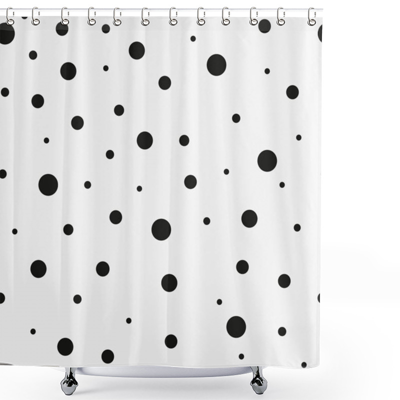 Personality  Abstract Geometric Pattern. Vector Seamless Black And White Circle Background. Irregular Shapes. Modern Stylish Dot Texture. Trendy Print. Shower Curtains