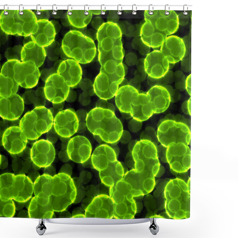 Personality  Microbe, Virus, Bacteria Or Cell Green Texture Shower Curtains