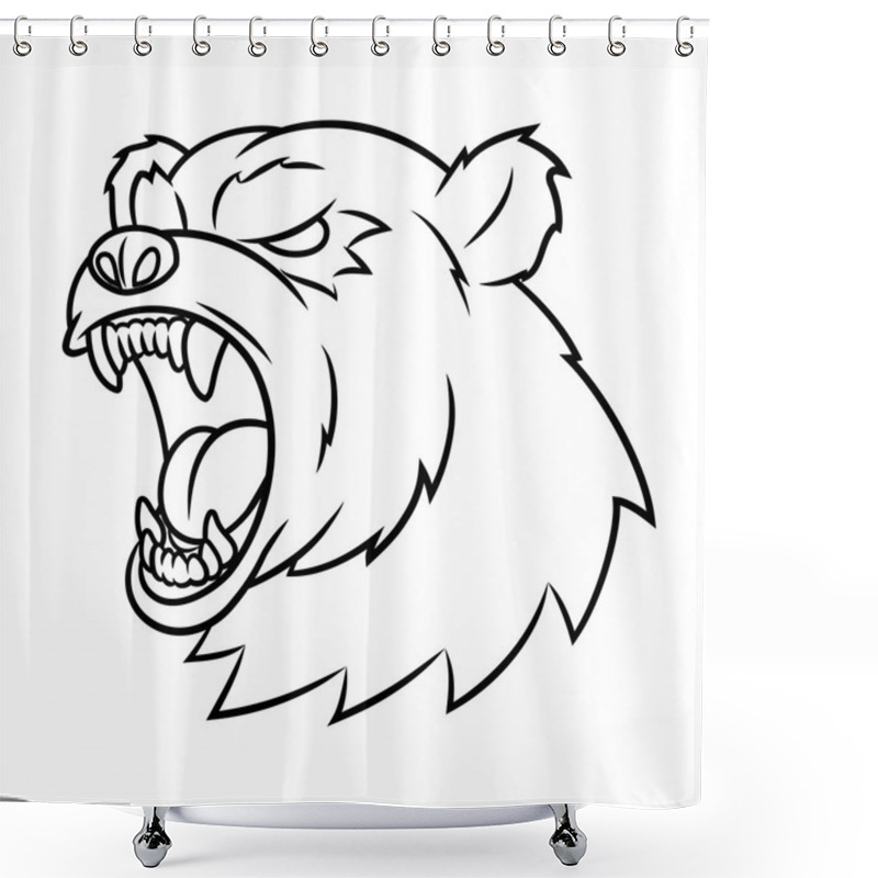 Personality  Angry Bear Head Shower Curtains