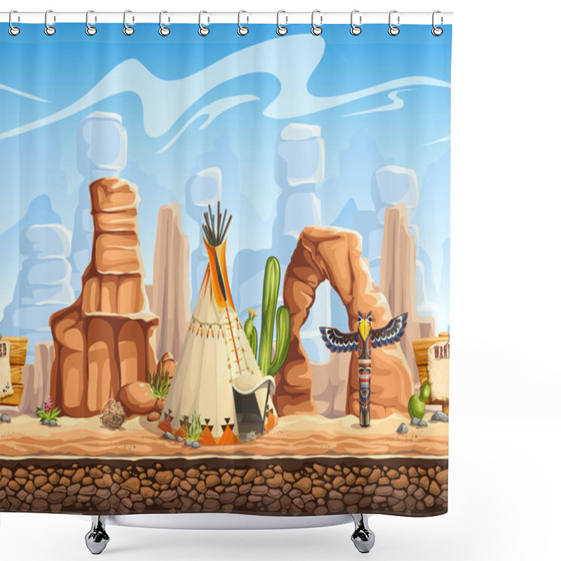 Personality  Tileable Horizontal Background Wild West. Set3 Shower Curtains