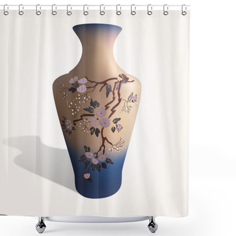 Personality  Vector Illustration Of A Vase With Sakura. Shower Curtains