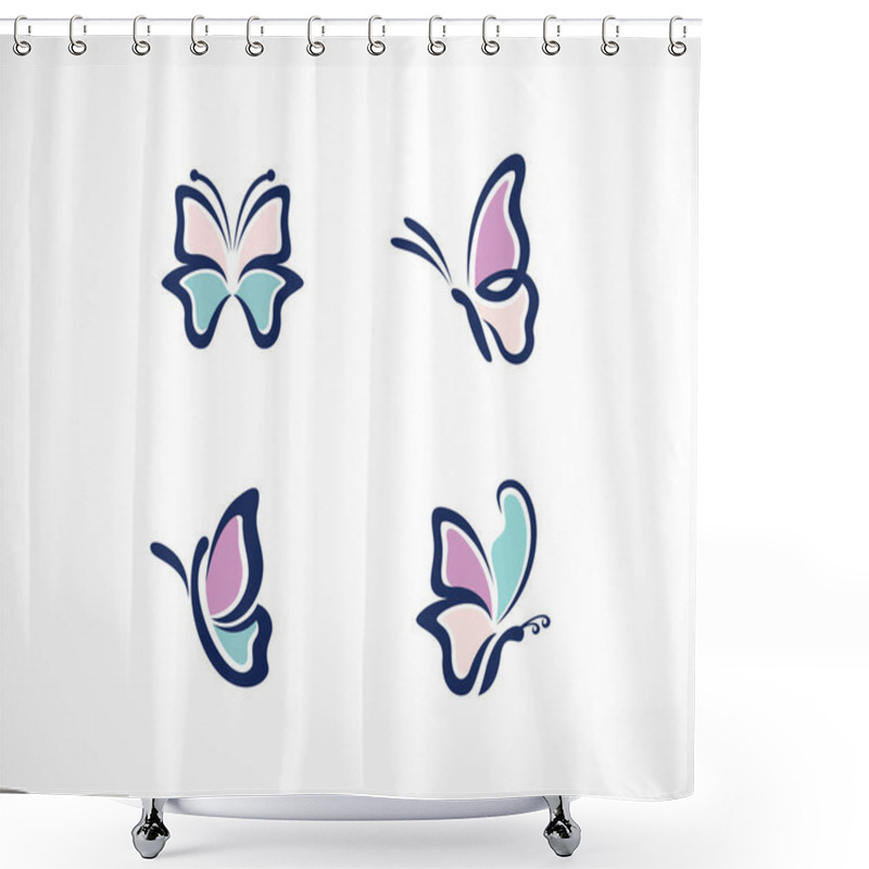 Personality  Butterfly Logo Set Creative Beauty Animal Logo Vector Shower Curtains