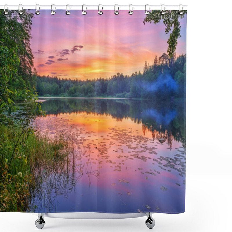 Personality  Foggy Sunrise On A Lake Shower Curtains