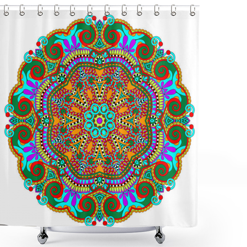 Personality  Mandala, Circle Decorative Spiritual Indian Symbol Of Lotus Shower Curtains