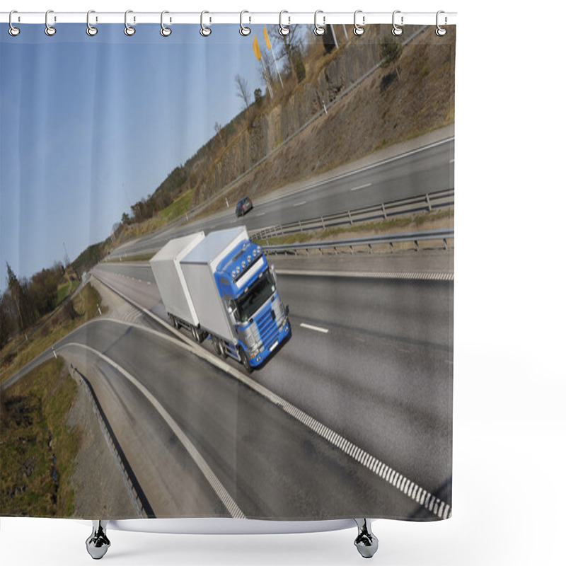 Personality  Truck Transport Of Scenic Freeway Shower Curtains