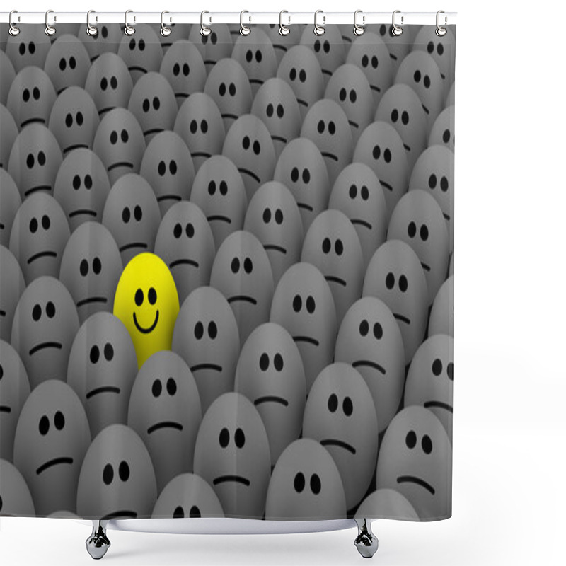 Personality  One Yellow Among Many Smileys Shower Curtains