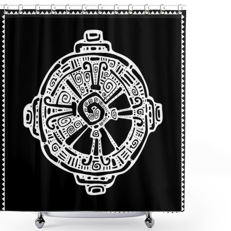 Personality  Hunab Ku.  Mayan Symbol. Vector Illustration. Shower Curtains