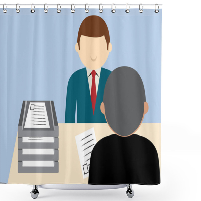 Personality  Simple Business Cartoon Vector Illustration Job Interviews Shower Curtains