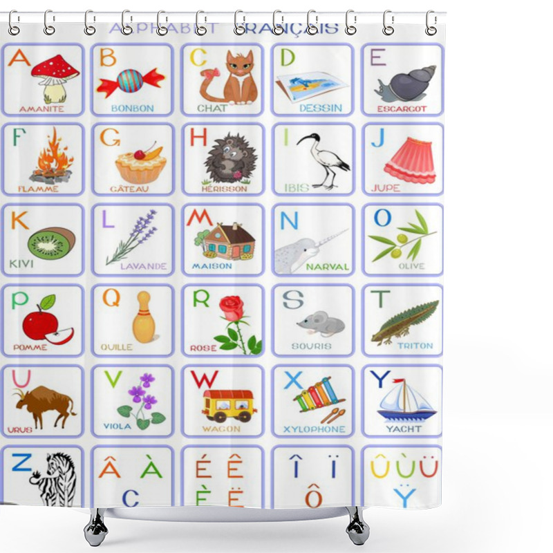 Personality  French Alphabet With Pictures Shower Curtains