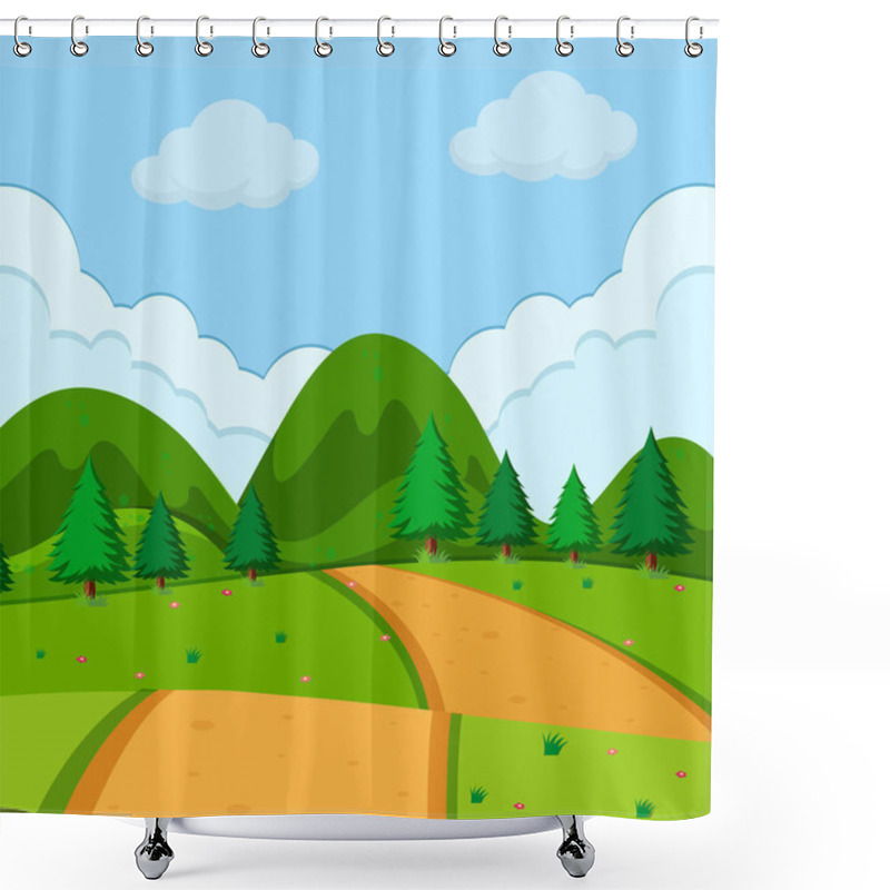 Personality  A Simple Nature View Illustration Shower Curtains