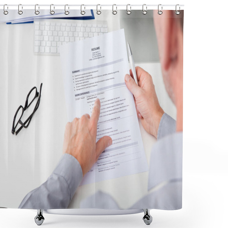 Personality  Man Holding Curriculum Vitae Shower Curtains