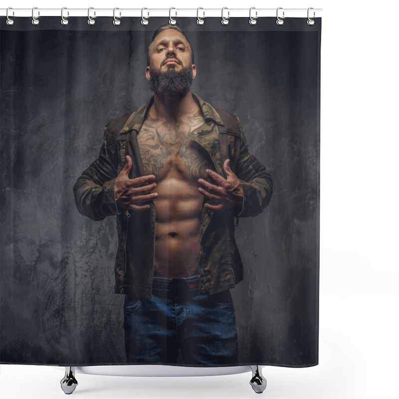 Personality  Modern Bearded Male In Casual Jacket Shower Curtains