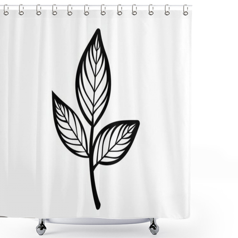 Personality  Stylized Botanical Illustration Of A Simple Leaf Branch On A Clean Background. Shower Curtains