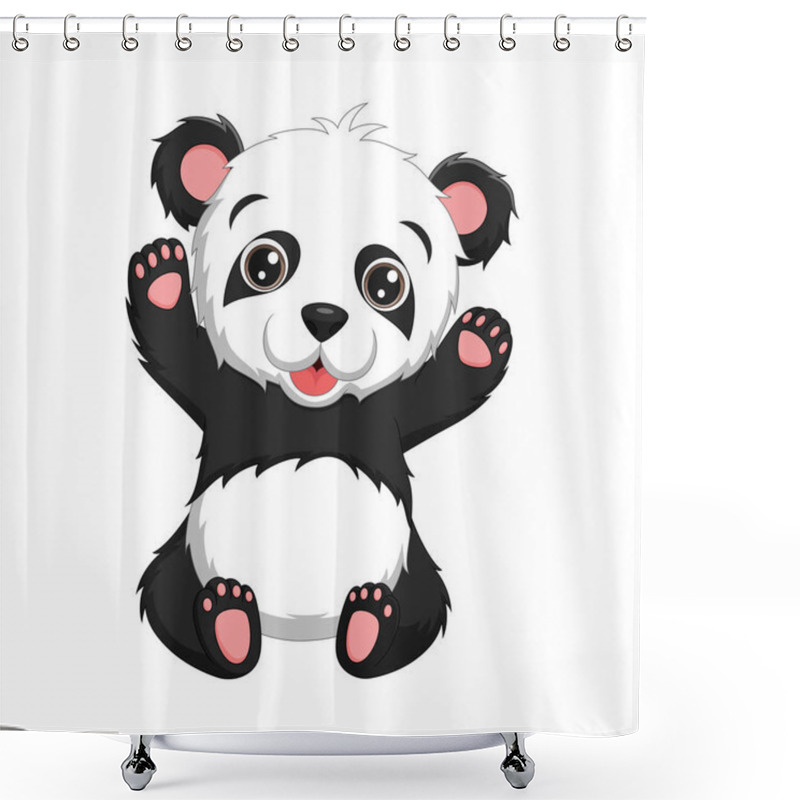 Personality  Vector Illustration Of Cartoon Cute Baby Panda Sitting Shower Curtains