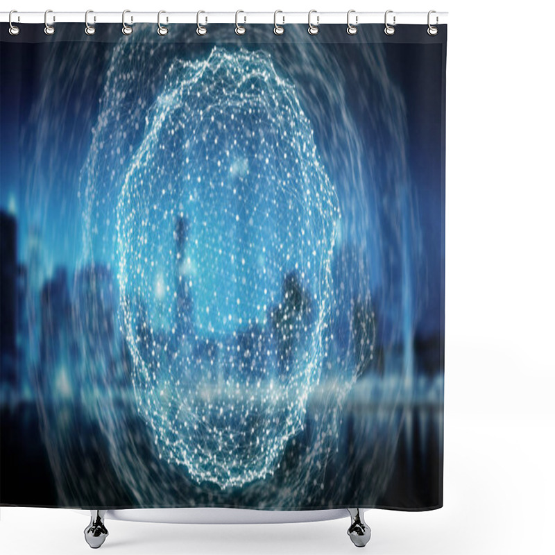 Personality  Connections System Sphere And Datas Exchanges 3D Rendering Shower Curtains