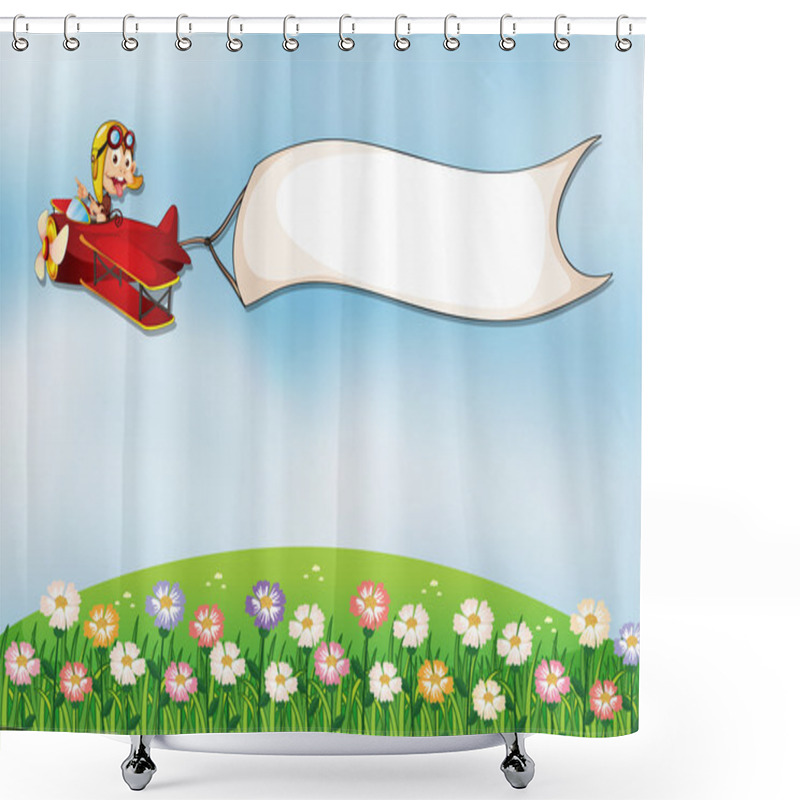 Personality  The Empty Banner Carried By The Plane Shower Curtains