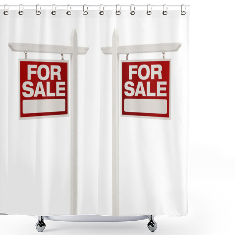 Personality  Pair Of For Sale Real Estate Signs With Clipping Path Shower Curtains