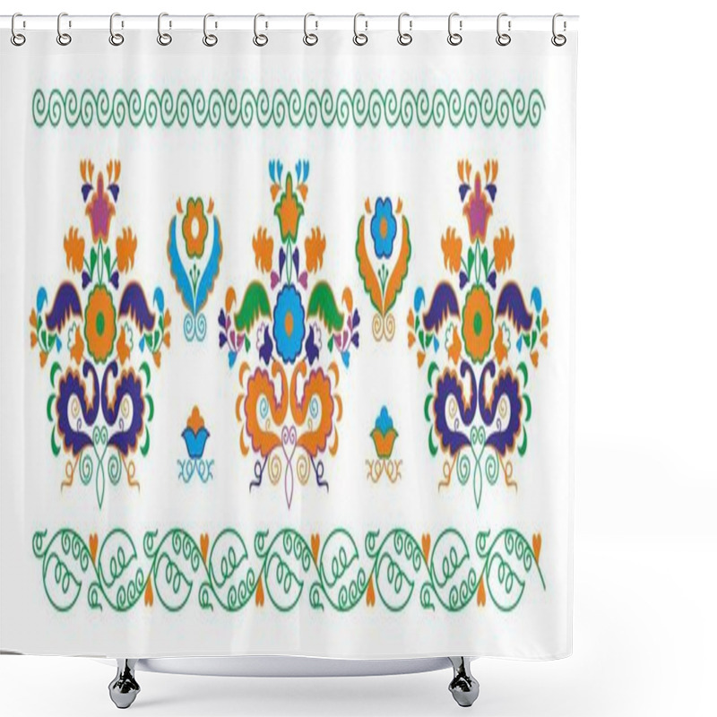 Personality  Tatar Folk Floral Ornament Shower Curtains