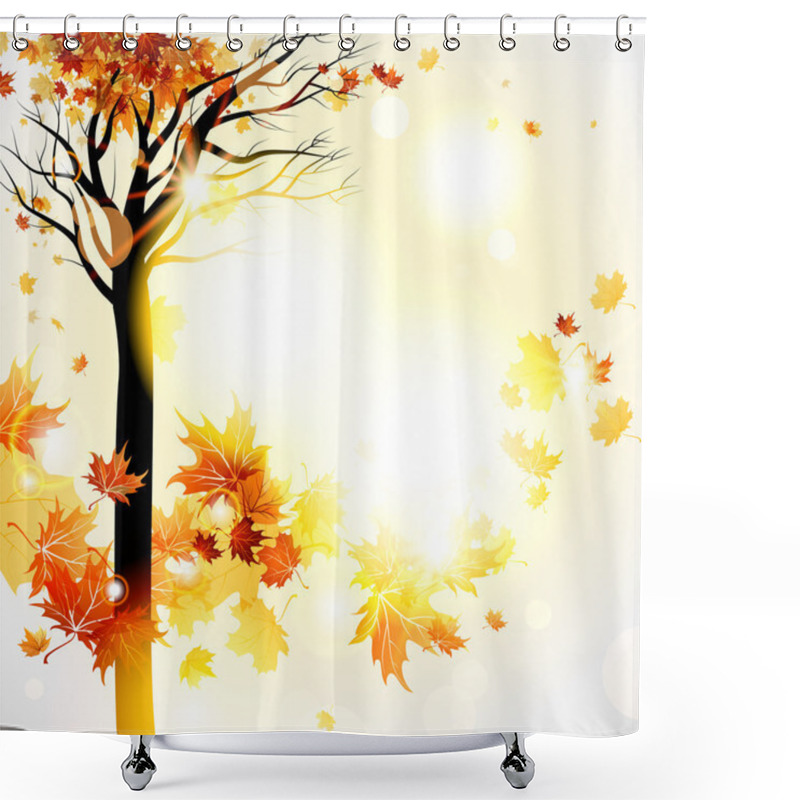 Personality  Beautiful Autumnal Background With Tree Shower Curtains