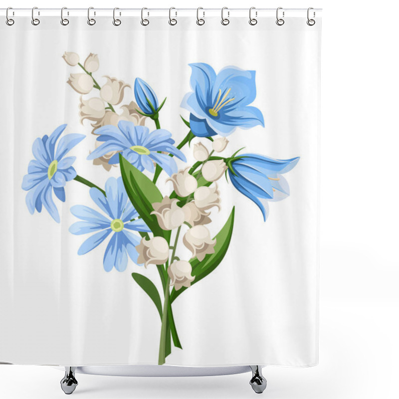 Personality  Spring Flowers Bouquet. Vector Illustration. Shower Curtains