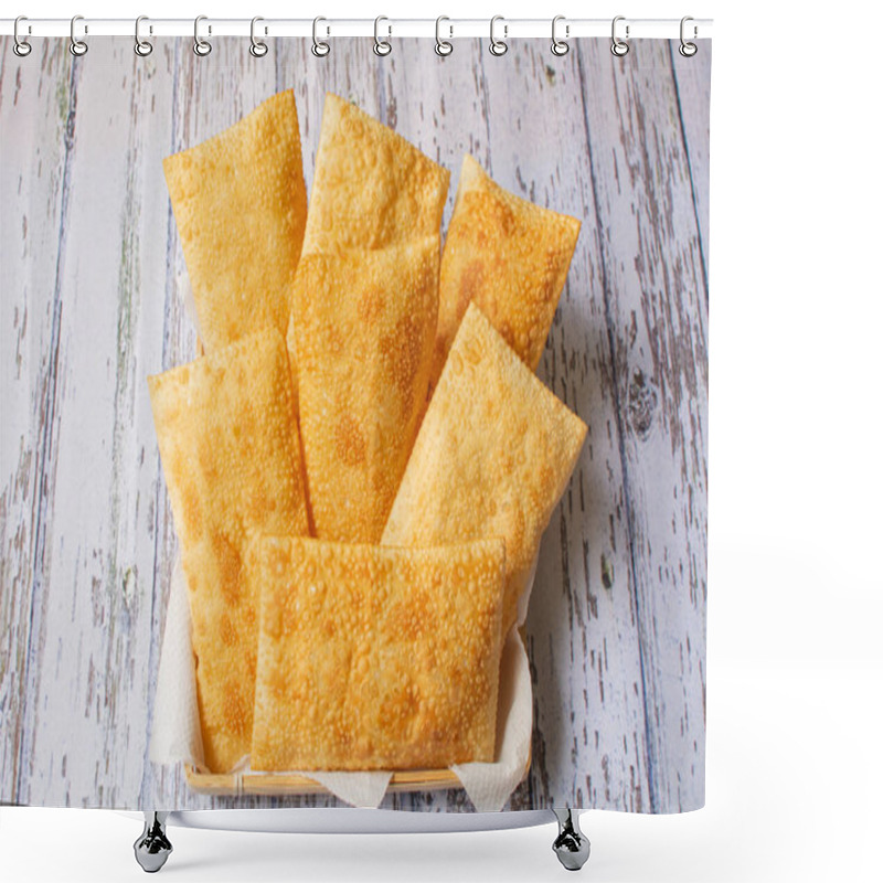 Personality  Brazilian Street Food - Fried Pastels In A Basket (Pastel De Feira) Shower Curtains