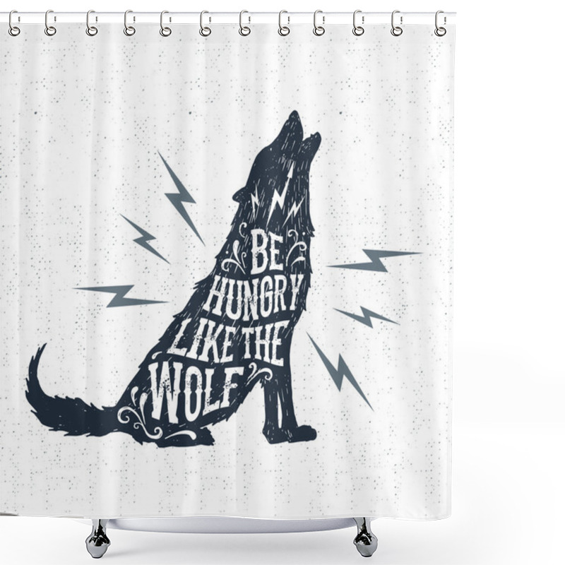 Personality  Hand Drawn Halloween Label With Textured Vector Illustration And Lettering. Shower Curtains