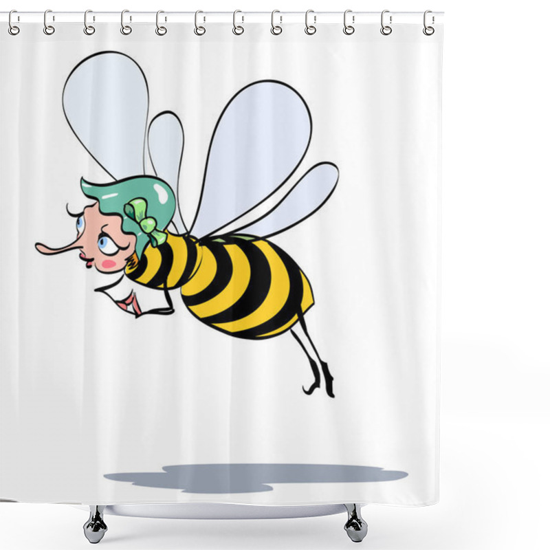 Personality  Cartoon Image Of Happy Bee Shower Curtains