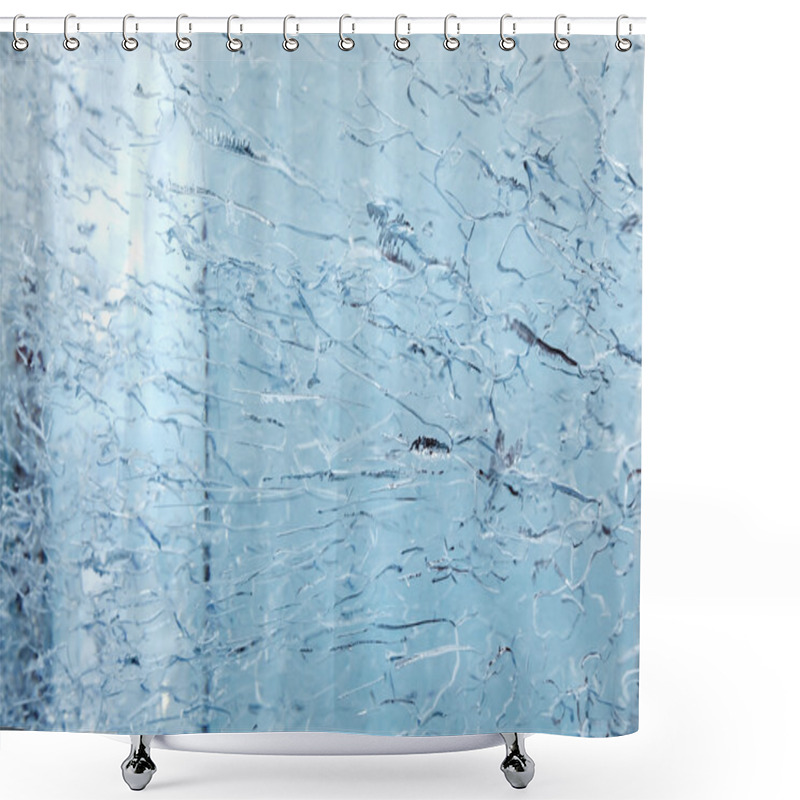 Personality  Glacial Transparent Wall Of Ice With Patterns. Shower Curtains