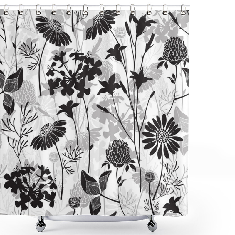 Personality  Seamless Pattern With Meadow Flowers Shower Curtains