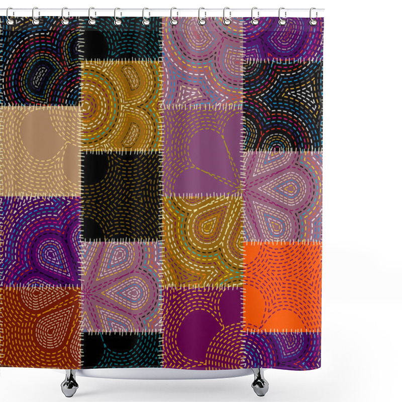 Personality  Patchwork Textile Pattern. Seamless Quilting Design Background. Shower Curtains