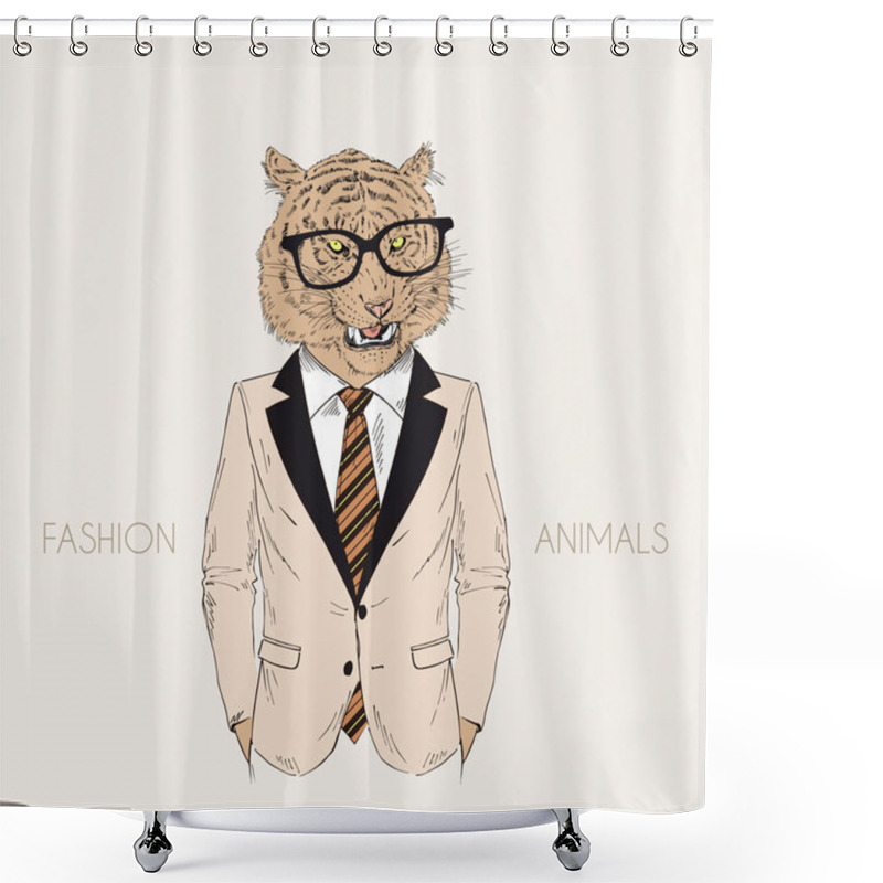 Personality  Roaring Tiger Dressed Up Shower Curtains