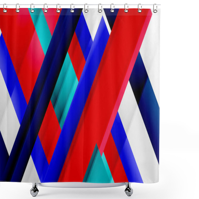 Personality  Geometric Abstract Backgrounds With Shadow Lines, Modern Forms, Rectangles, Squares And Fluid Gradients. Bright Colorful Stripes Cool Backdrops Shower Curtains