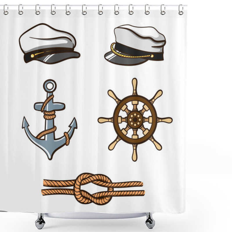 Personality  Nautical Icons Set Shower Curtains