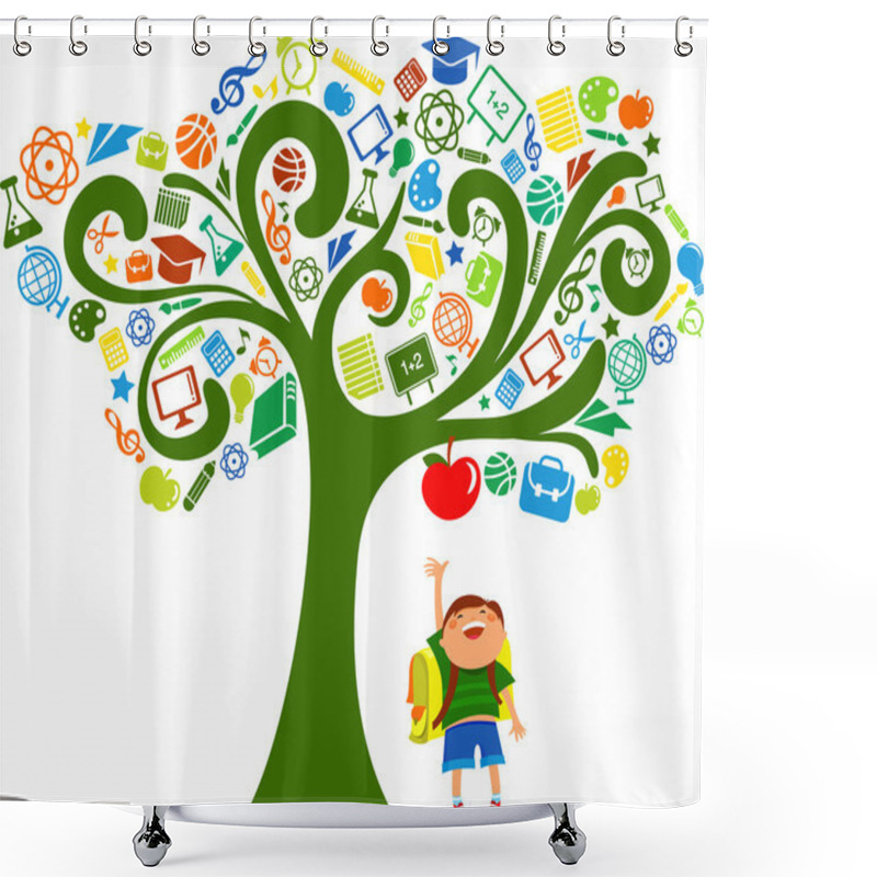 Personality  Back To School - Tree With Education Icons Shower Curtains