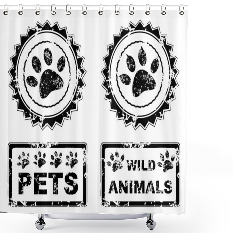 Personality  Vector - Black Paw Print Shower Curtains