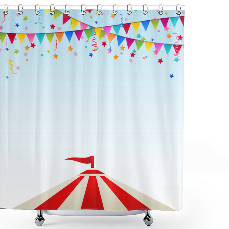 Personality  Circus Striped Tent With Flags Shower Curtains