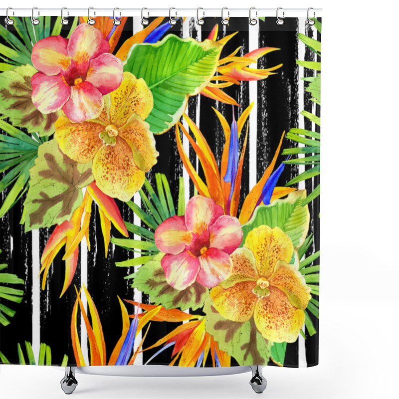 Personality  Seamless Background With Tropical Flowers. Shower Curtains